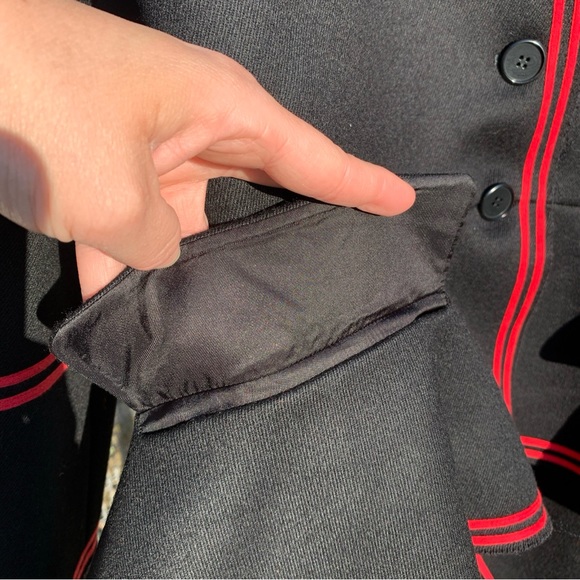 Givenchy Paris Wool Coat In Black With Red Trim & Intentional Fraying Size 42 - Picture 12 of 12